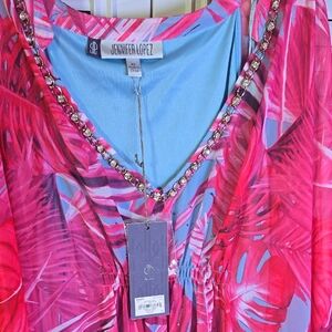 Jennifer Lopez Vibrant Pink Leaf Dress